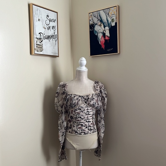 🆕 Free People Brunch Date Chiffon
Thong Bodysuit - Picture 3 of 15